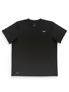 NIKE Black Short-Sleeve Dri-Fit Tee with White Nike Logo Men’s XXL